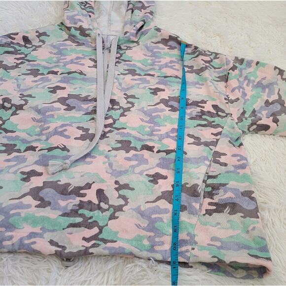 Fabletics Washed Real Teal Camo Hallie Cinchable Half-Zip Hoodie Medium - Picture 5 of 8